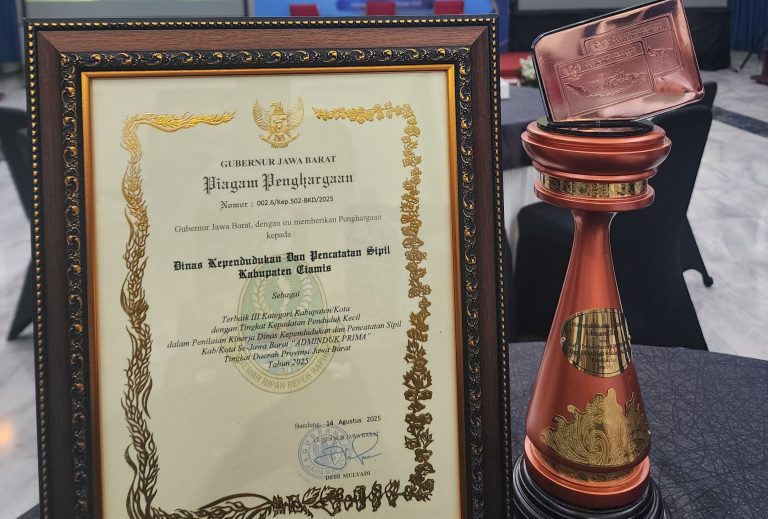 Inovasi Pasti Manis hantarkan Dukcapil Ciamis memperoleh penghargaan Adminduk Prima Dukcapil Jawa Barat 2025