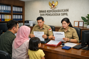 Ilustrasi pelayanan pengakuan anak dan perubahan nama di kantor Dinas Kependudukan dan Pencatatan Sipil (Dukcapil).