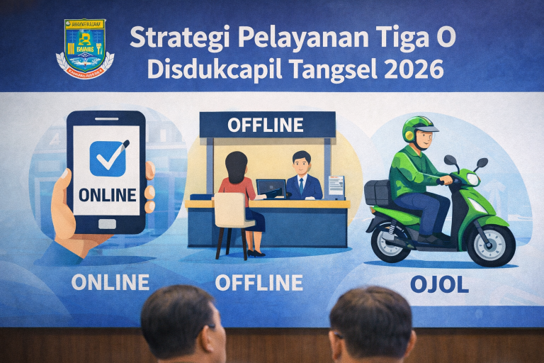 Strategi Pelayanan Tiga O Disdukcapil Tangsel 2026
