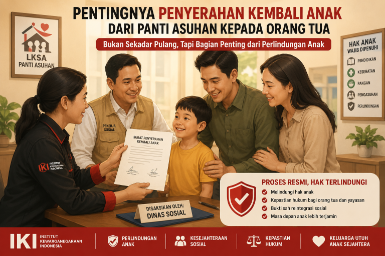 Ilustrasi penyerahan kembali anak dari panti asuhan kepada orang tua kandung secara resmi