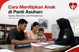 Proses administrasi penitipan anak di panti asuhan dengan pendampingan pekerja sosial dan orang tua.