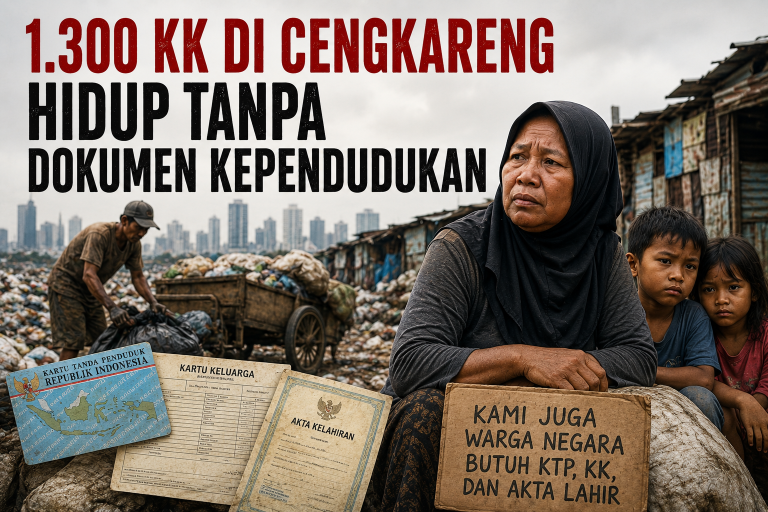 Ilustrasi warga pemulung di Cengkareng, Jakarta Barat, yang hidup tanpa dokumen kependudukan dan diduga menjadi korban pungutan liar untuk memperoleh KTP, KK, dan akta kelahiran.