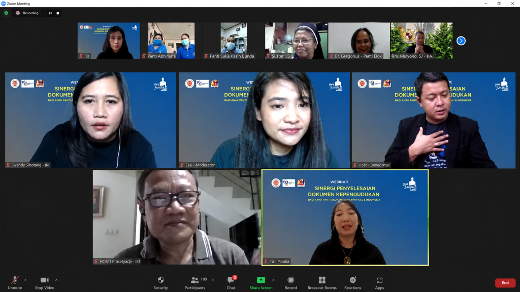 Webinar yang diselenggarakan Yayasan Institut Kewarganegaraan Indonesia dengan Keuskupan Agung Jakarta (KAJ) dan diikuti oleh 109 orang.